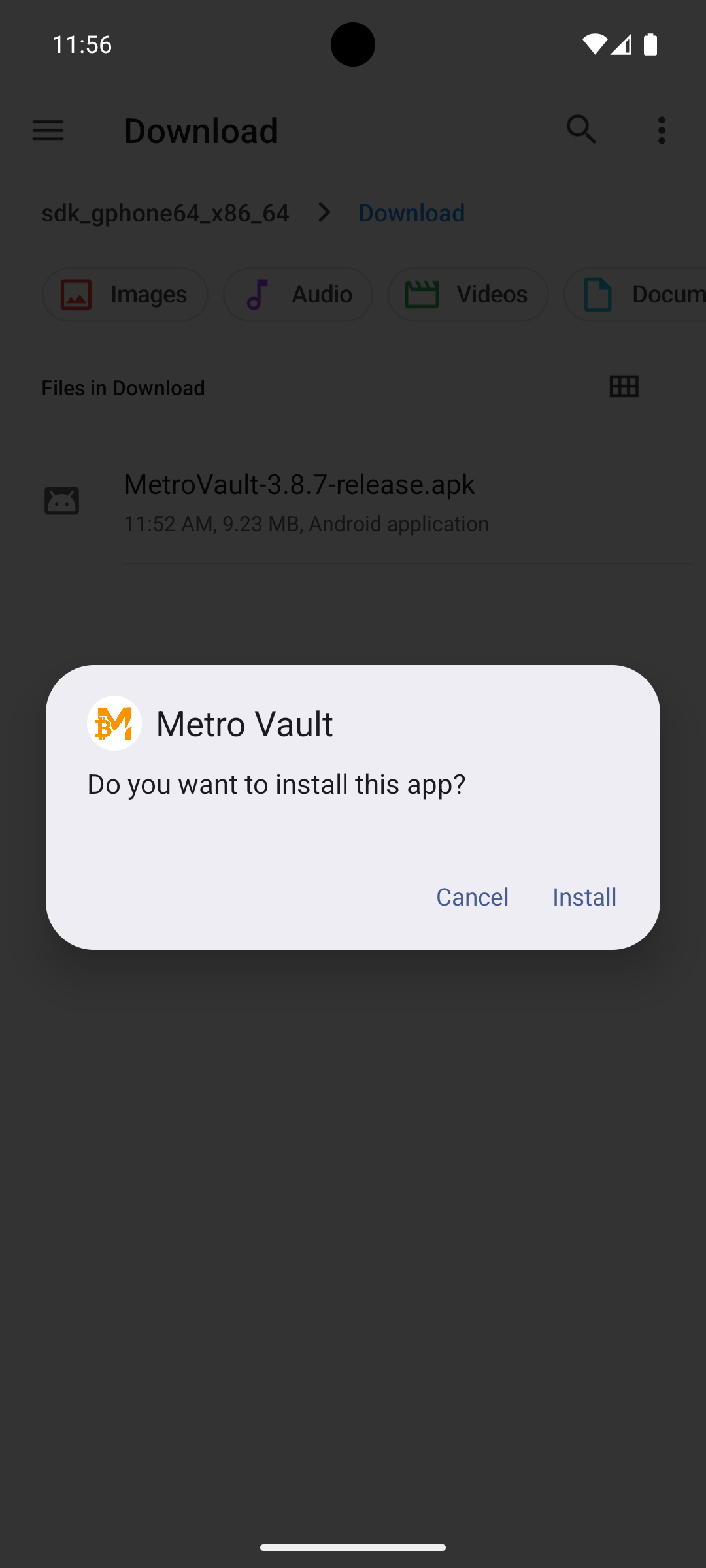 MetroVault install confirmation